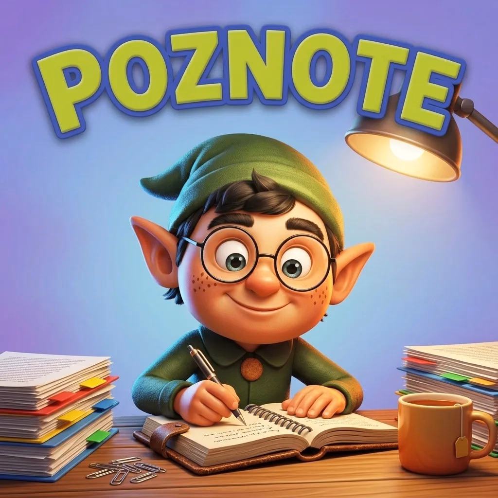 Poznote Elf writing in a notebook at a desk