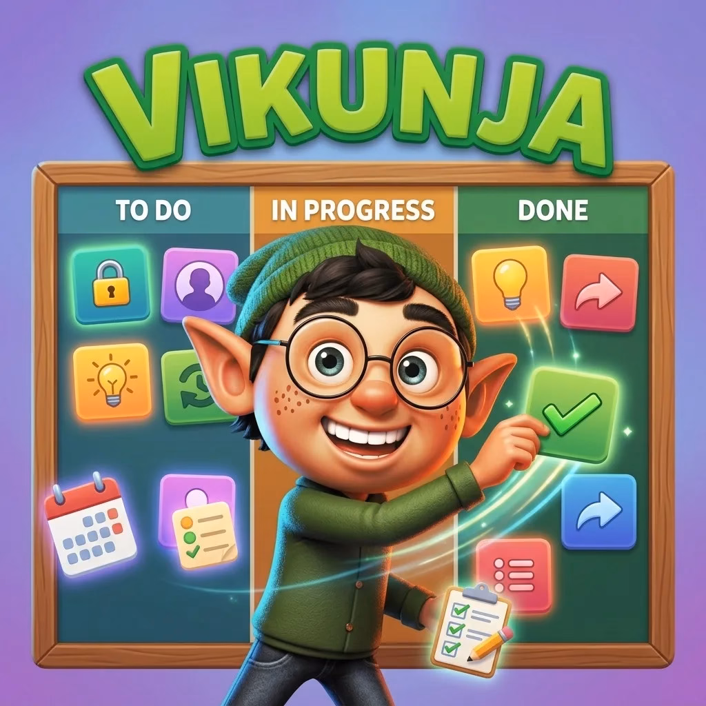 Vikunja Elf moving task cards across a kanban board