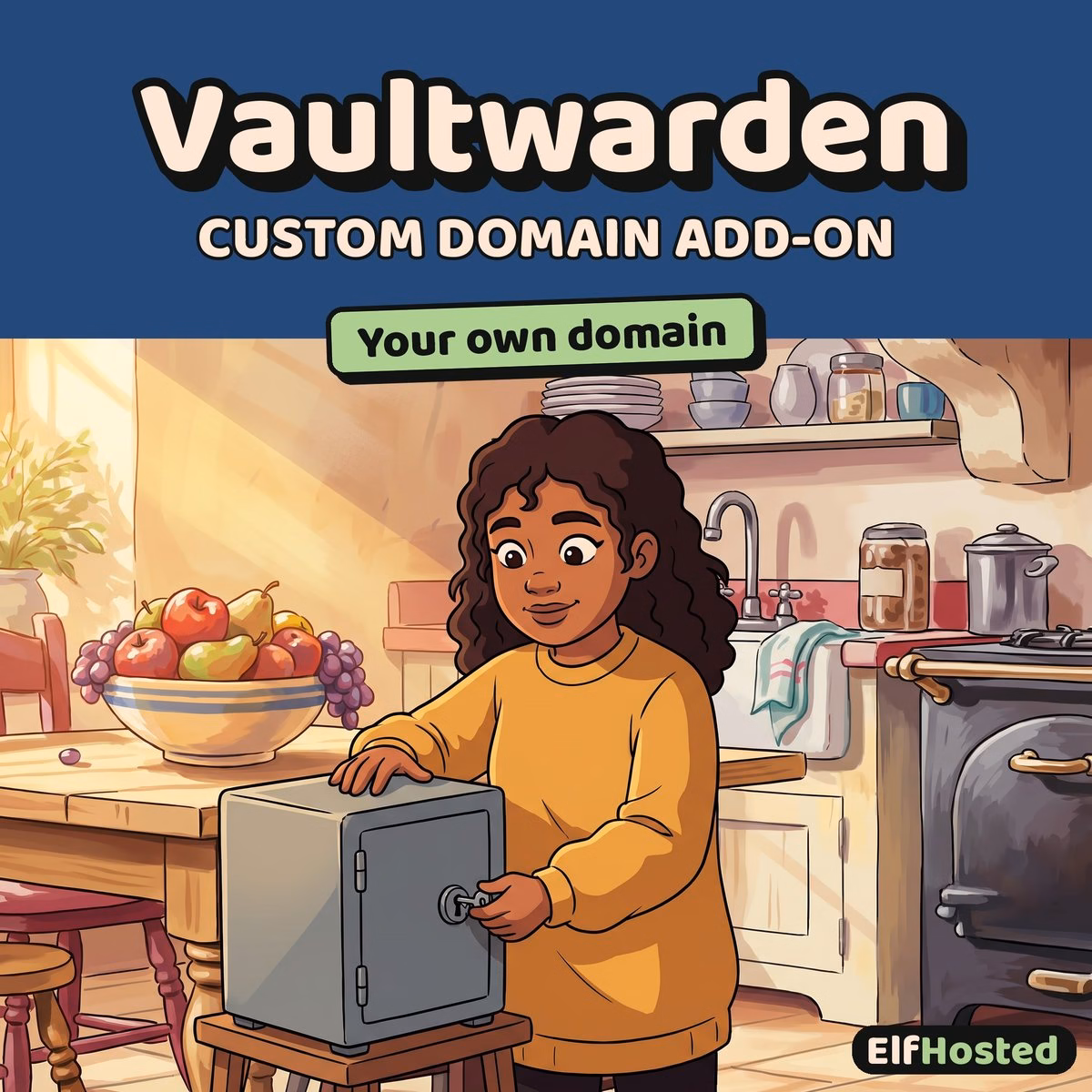 vaultwarden-custom-domain-addon-card Vaultwarden (Custom Domain Addon): illustration