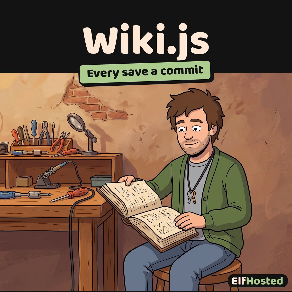 wikijs-card Wiki.js: illustration